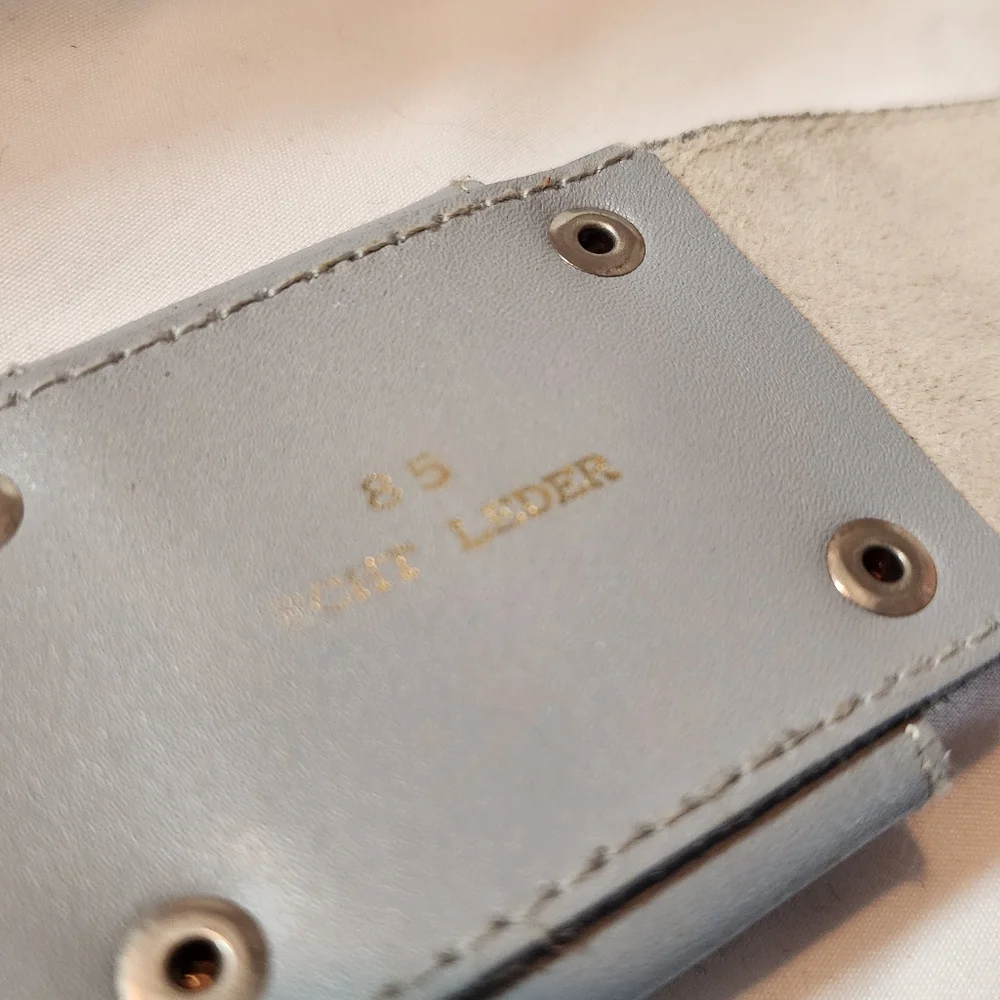 Gray Leather Belt with Silver Buckle 39in Minor Flaws